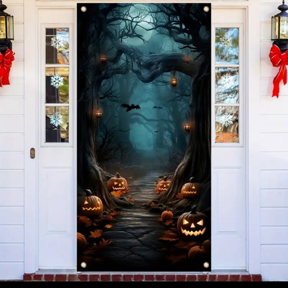 New Door Banner Bats & Pumpkins Halloween. - Picture 5 of 6
